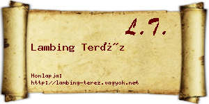 Lambing Teréz névjegykártya
